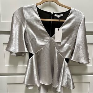 NWT Silver cutout blouse top